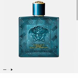 Versace Men’s Fragrance Bottle in Teal and Gold Accents